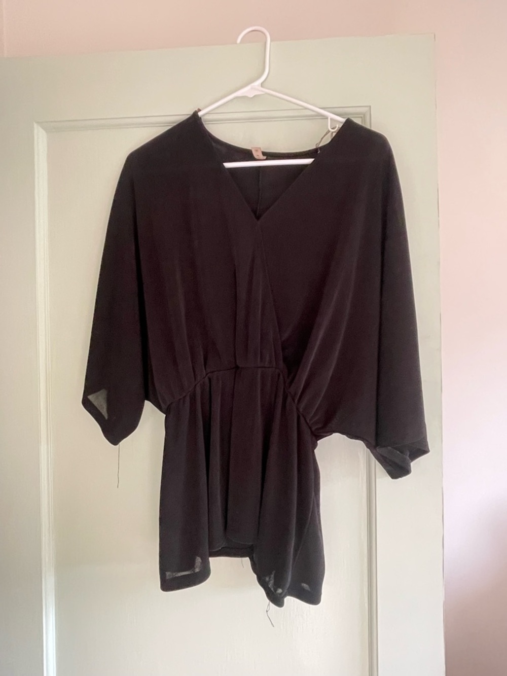 mts Black V-Neck Dolman Sleeve Blouse